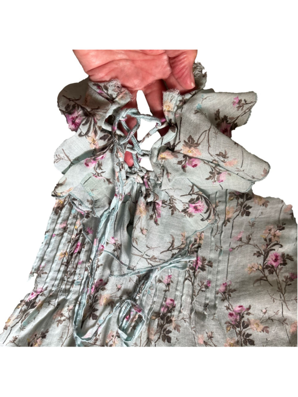 Women's Denim & Supply Ralph Lauren Floral Blouse, Size L, Blue/Pink - Picture 5 of 8